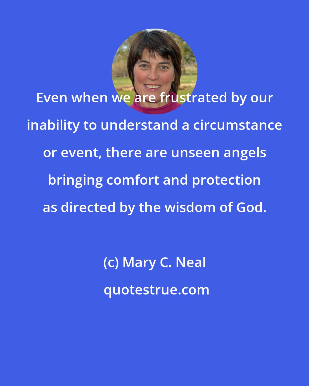 Mary C. Neal: Even when we are frustrated by our inability to understand a circumstance or event, there are unseen angels bringing comfort and protection as directed by the wisdom of God.