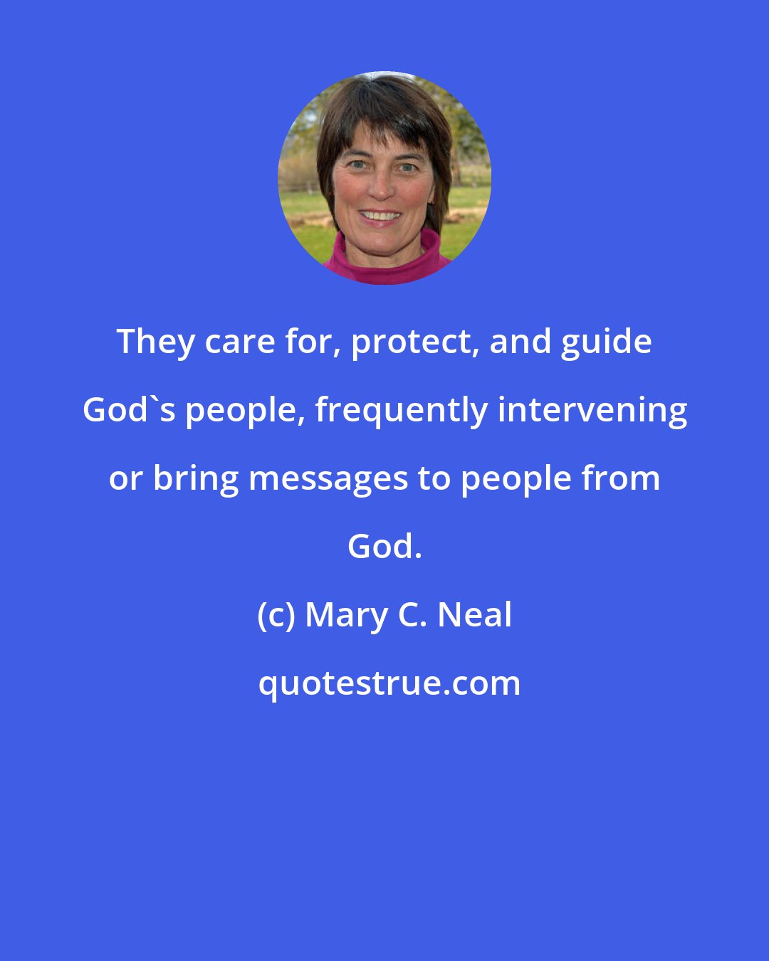 Mary C. Neal: They care for, protect, and guide God's people, frequently intervening or bring messages to people from God.