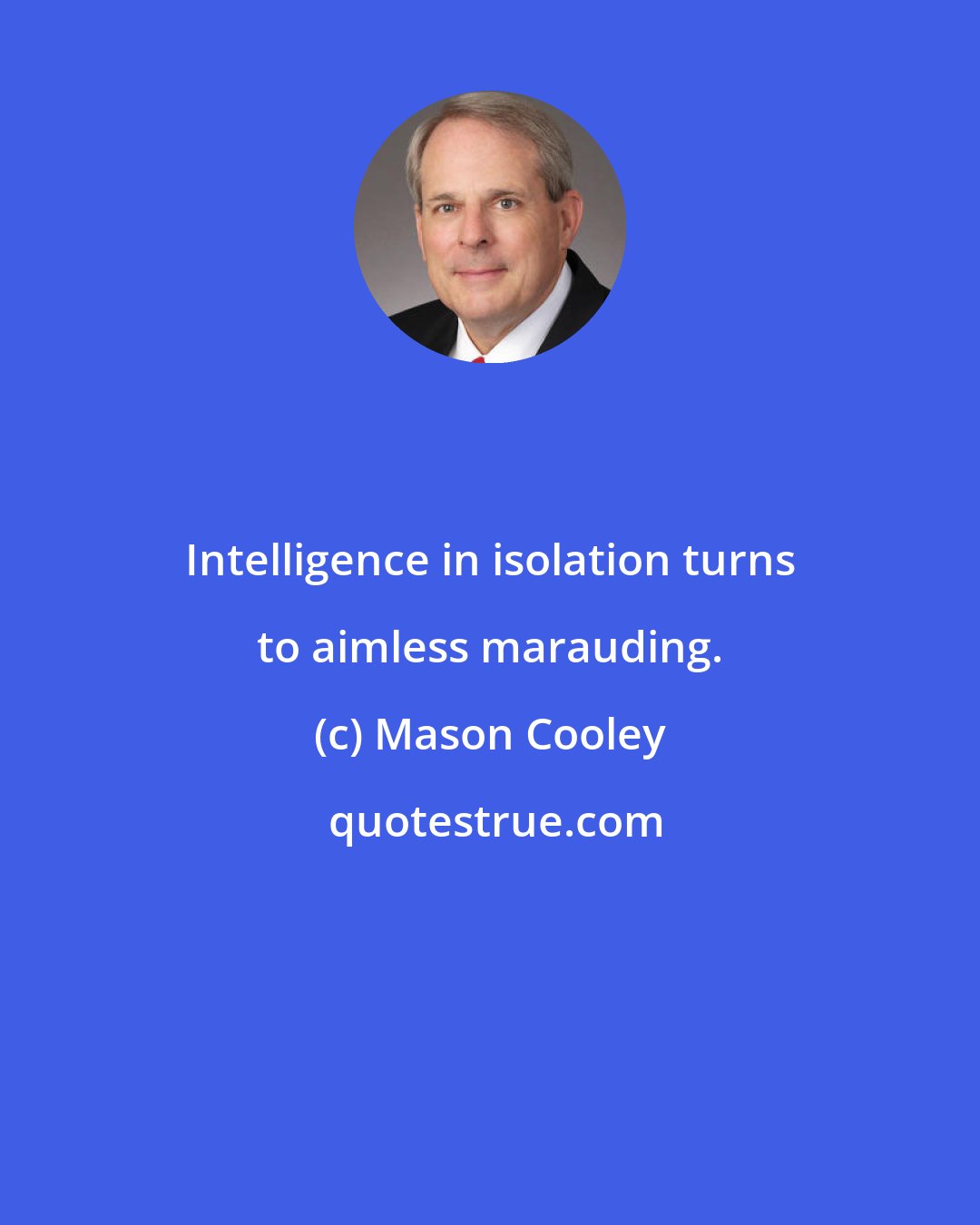 Mason Cooley: Intelligence in isolation turns to aimless marauding.