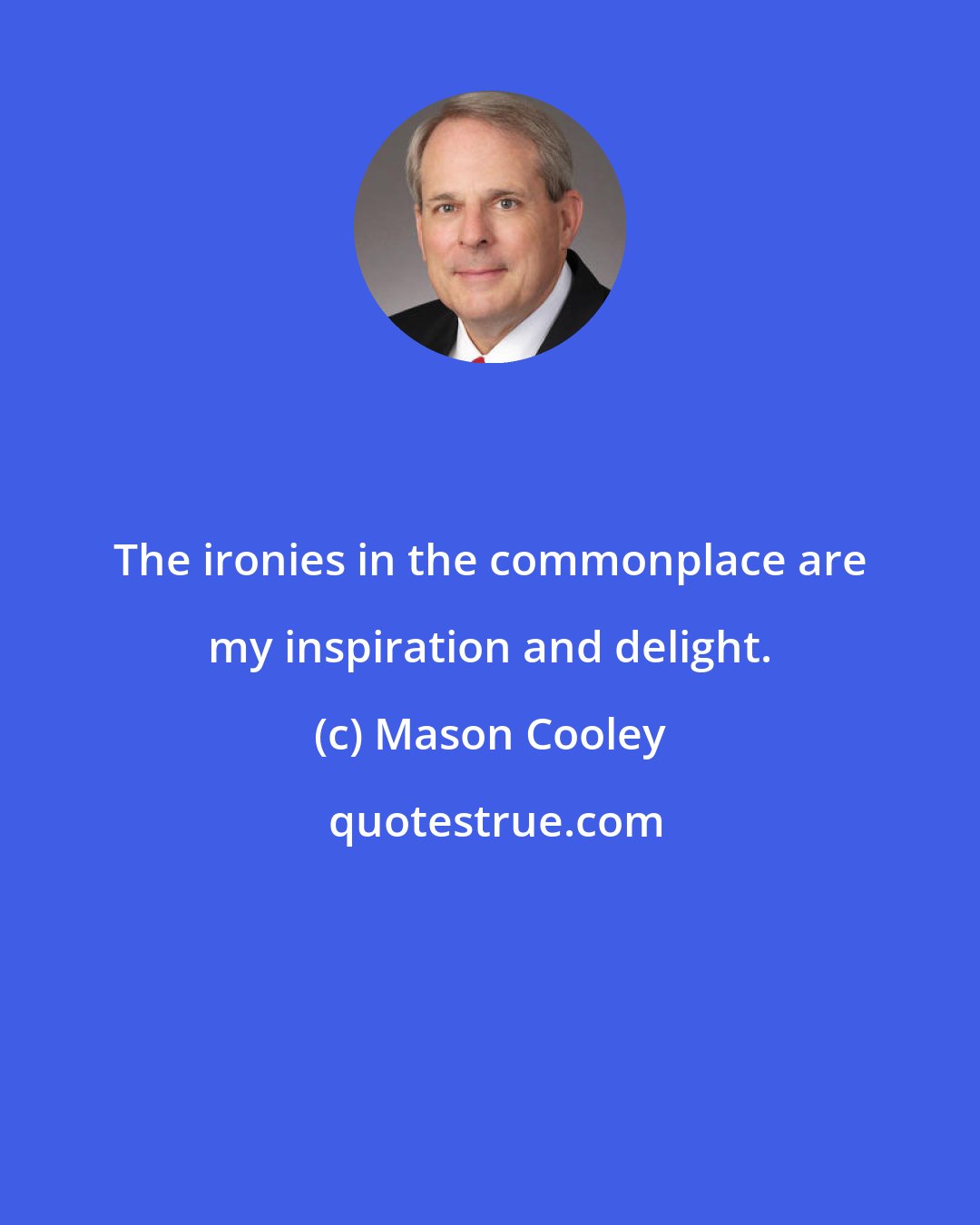 Mason Cooley: The ironies in the commonplace are my inspiration and delight.