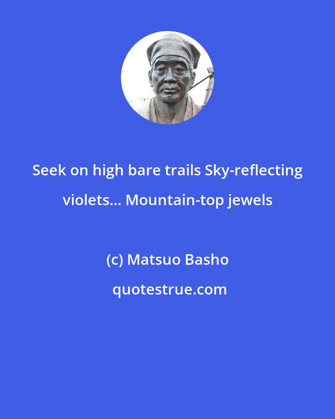 Matsuo Basho: Seek on high bare trails Sky-reflecting violets... Mountain-top jewels