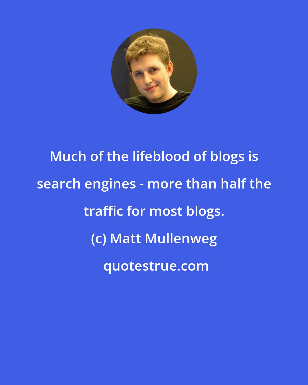 Matt Mullenweg: Much of the lifeblood of blogs is search engines - more than half the traffic for most blogs.