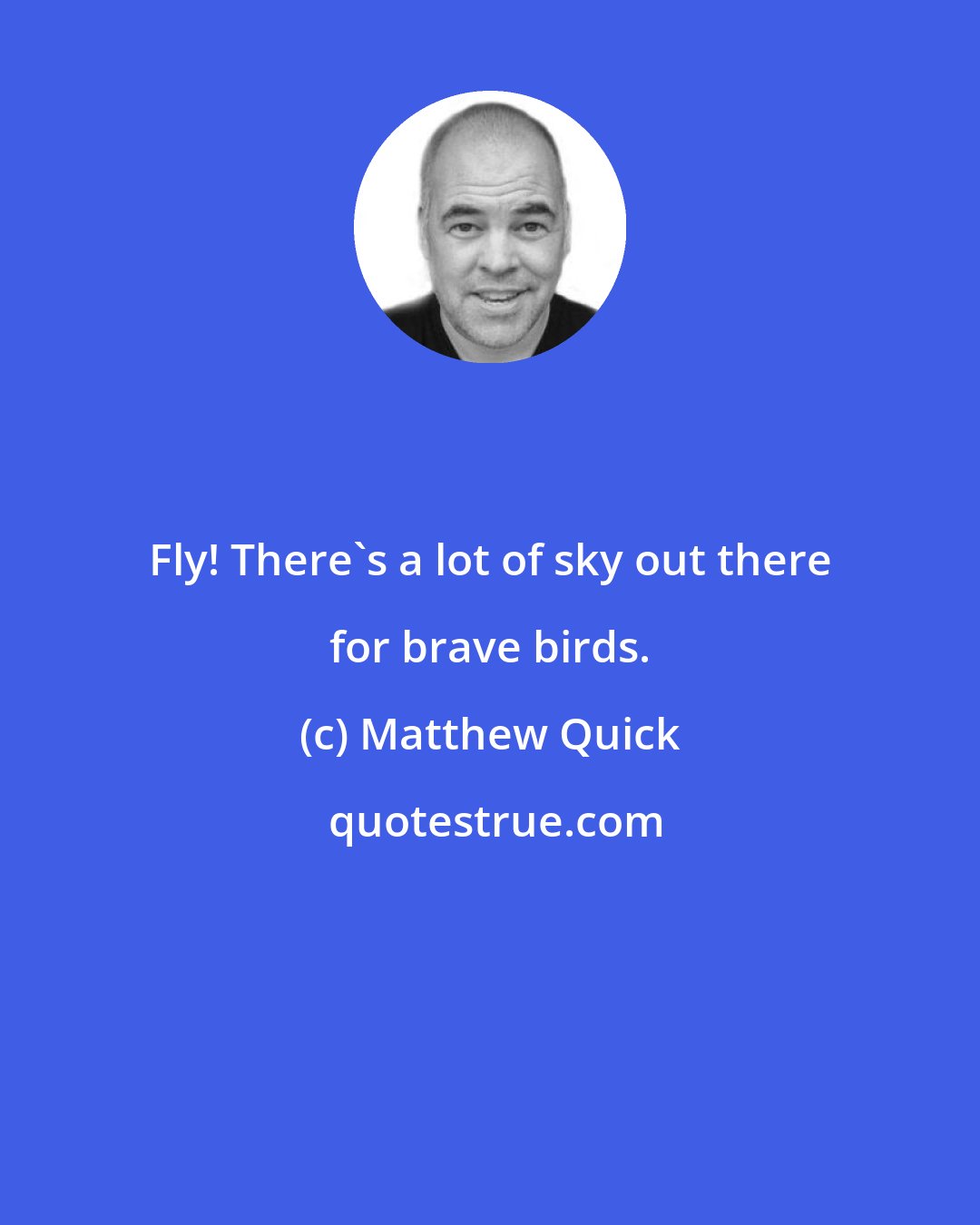 Matthew Quick: Fly! There's a lot of sky out there for brave birds.