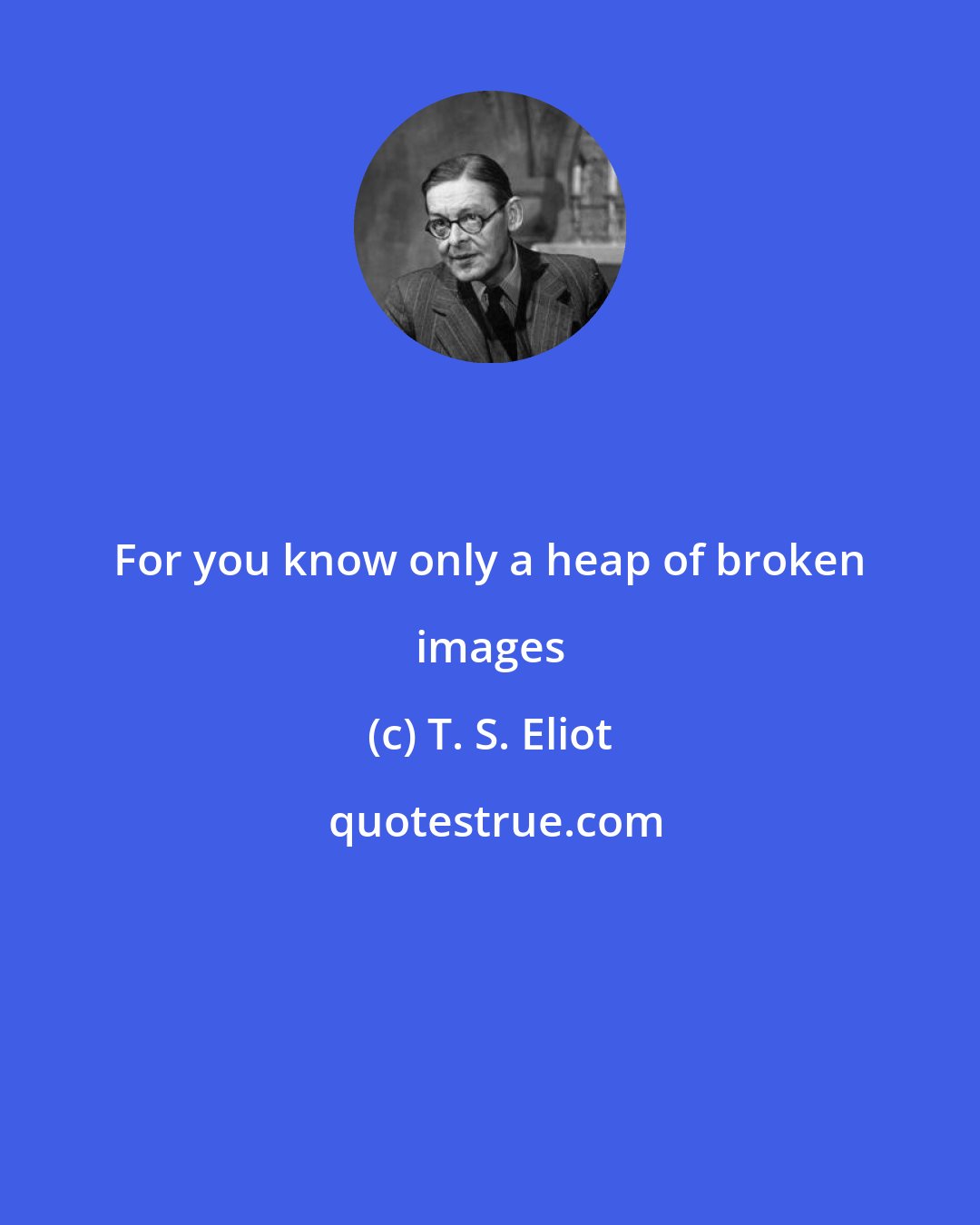 T. S. Eliot: For you know only a heap of broken images