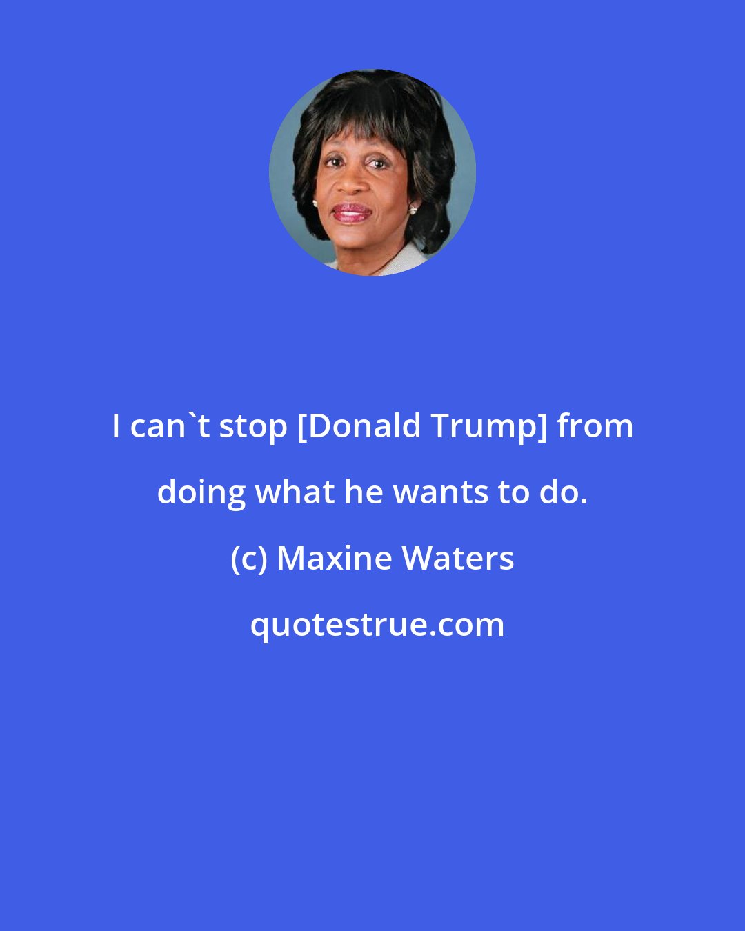 Maxine Waters: I can't stop [Donald Trump] from doing what he wants to do.