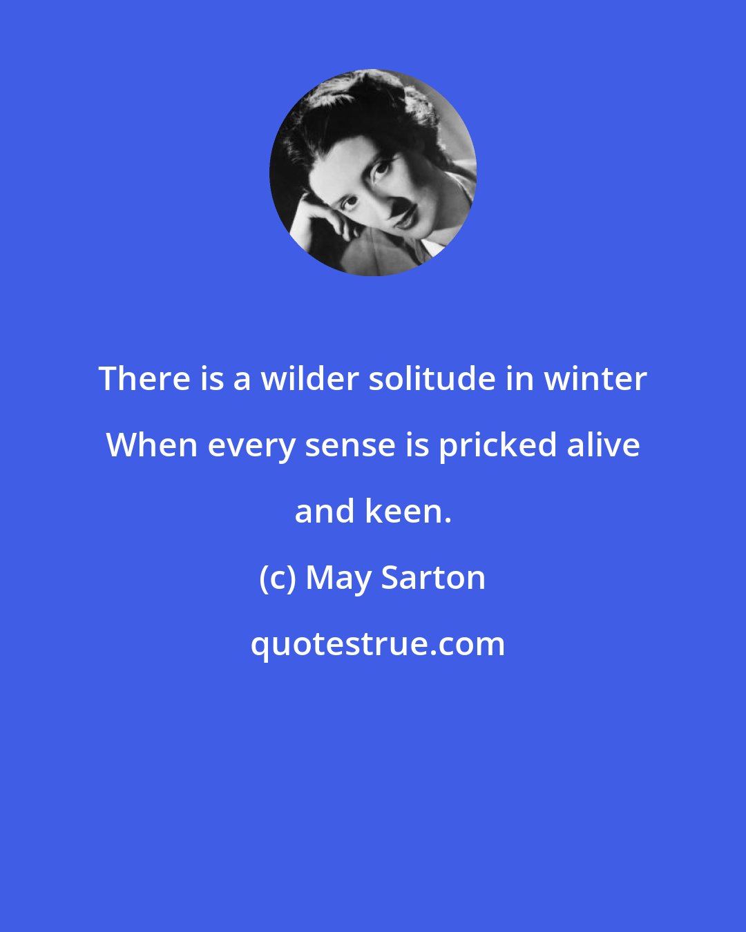 May Sarton: There is a wilder solitude in winter When every sense is pricked alive and keen.