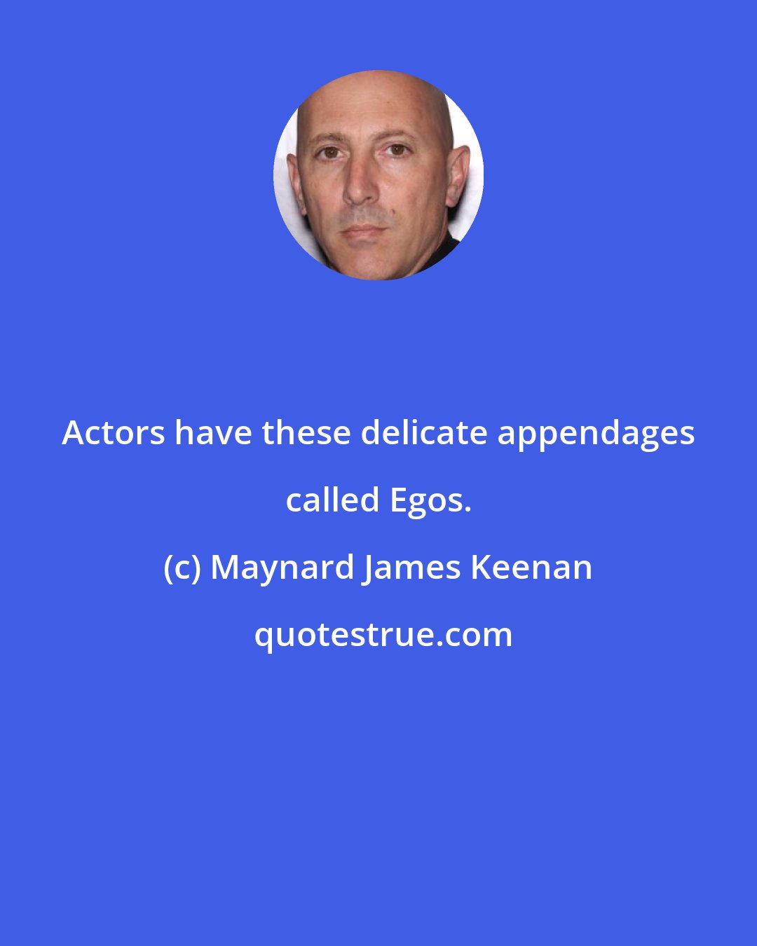 Maynard James Keenan: Actors have these delicate appendages called Egos.