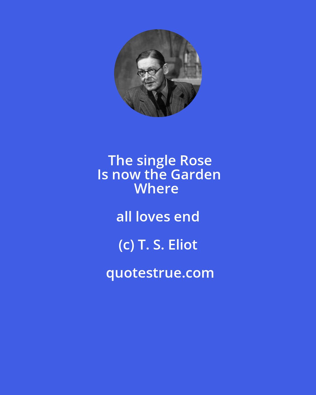 T. S. Eliot: The single Rose
Is now the Garden
Where all loves end