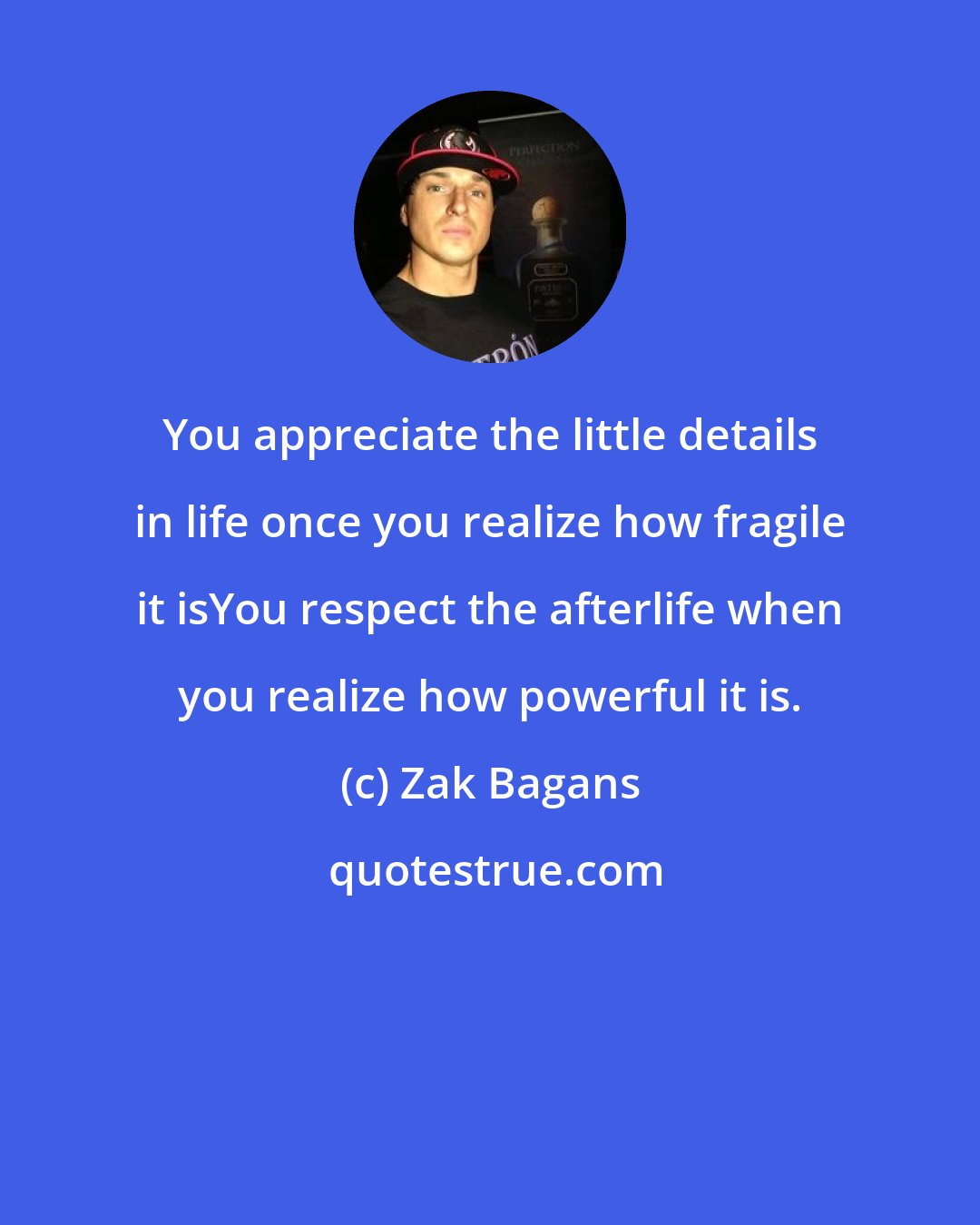 Zak Bagans: You appreciate the little details in life once you realize how fragile it isYou respect the afterlife when you realize how powerful it is.