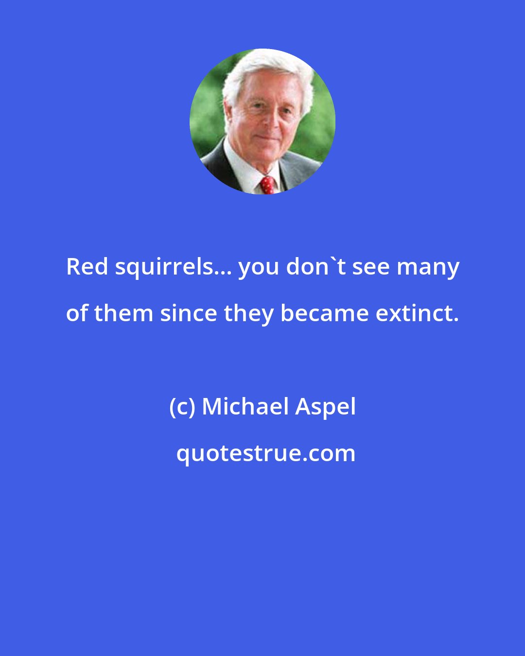 Michael Aspel: Red squirrels... you don't see many of them since they became extinct.