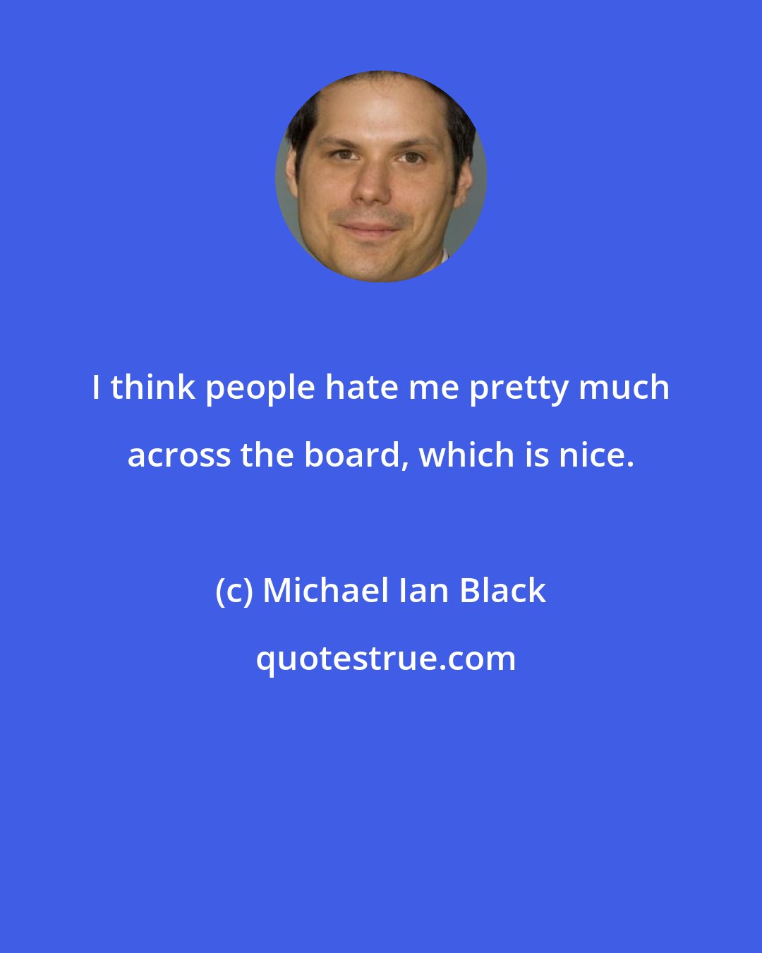 Michael Ian Black: I think people hate me pretty much across the board, which is nice.