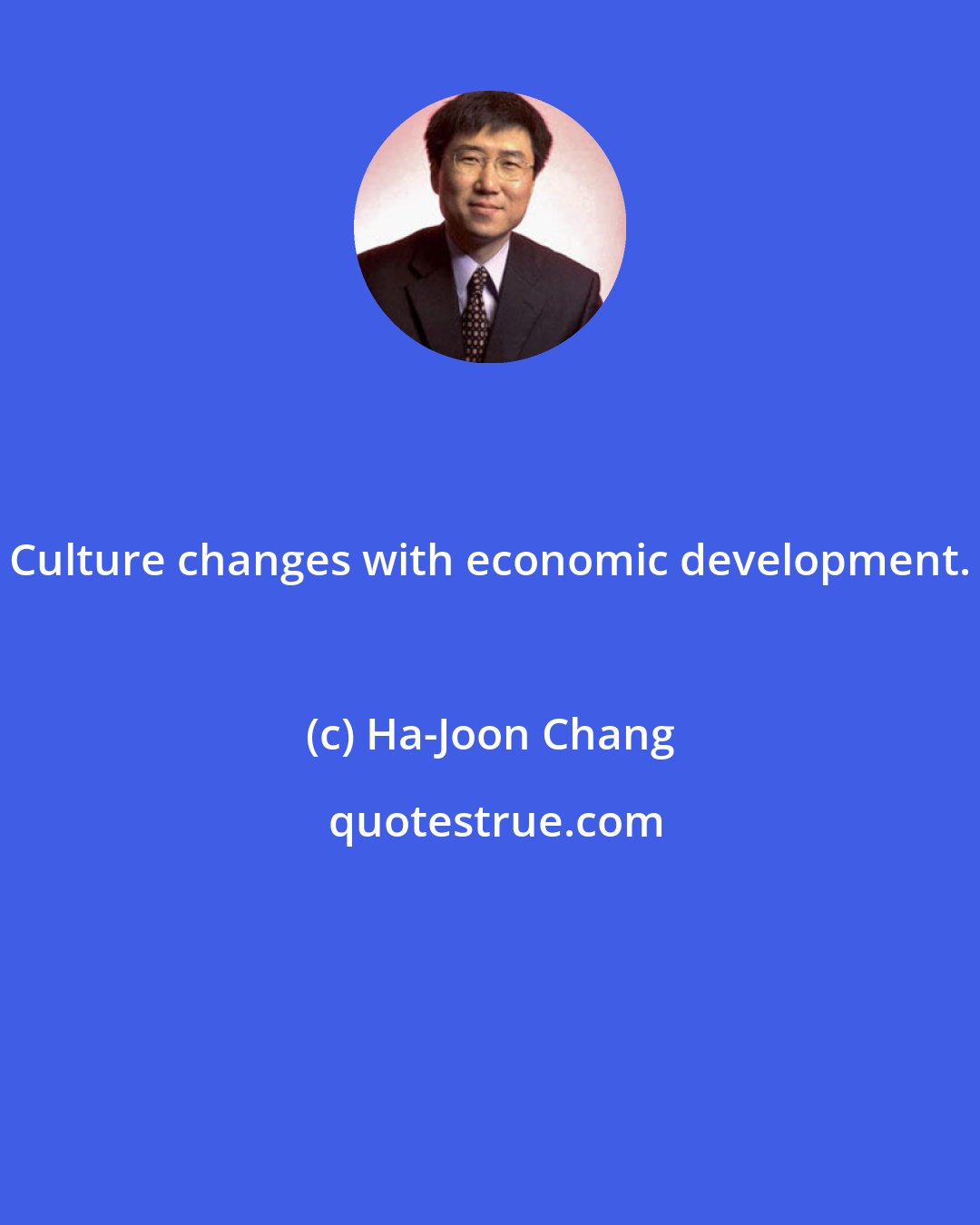 Ha-Joon Chang: Culture changes with economic development.