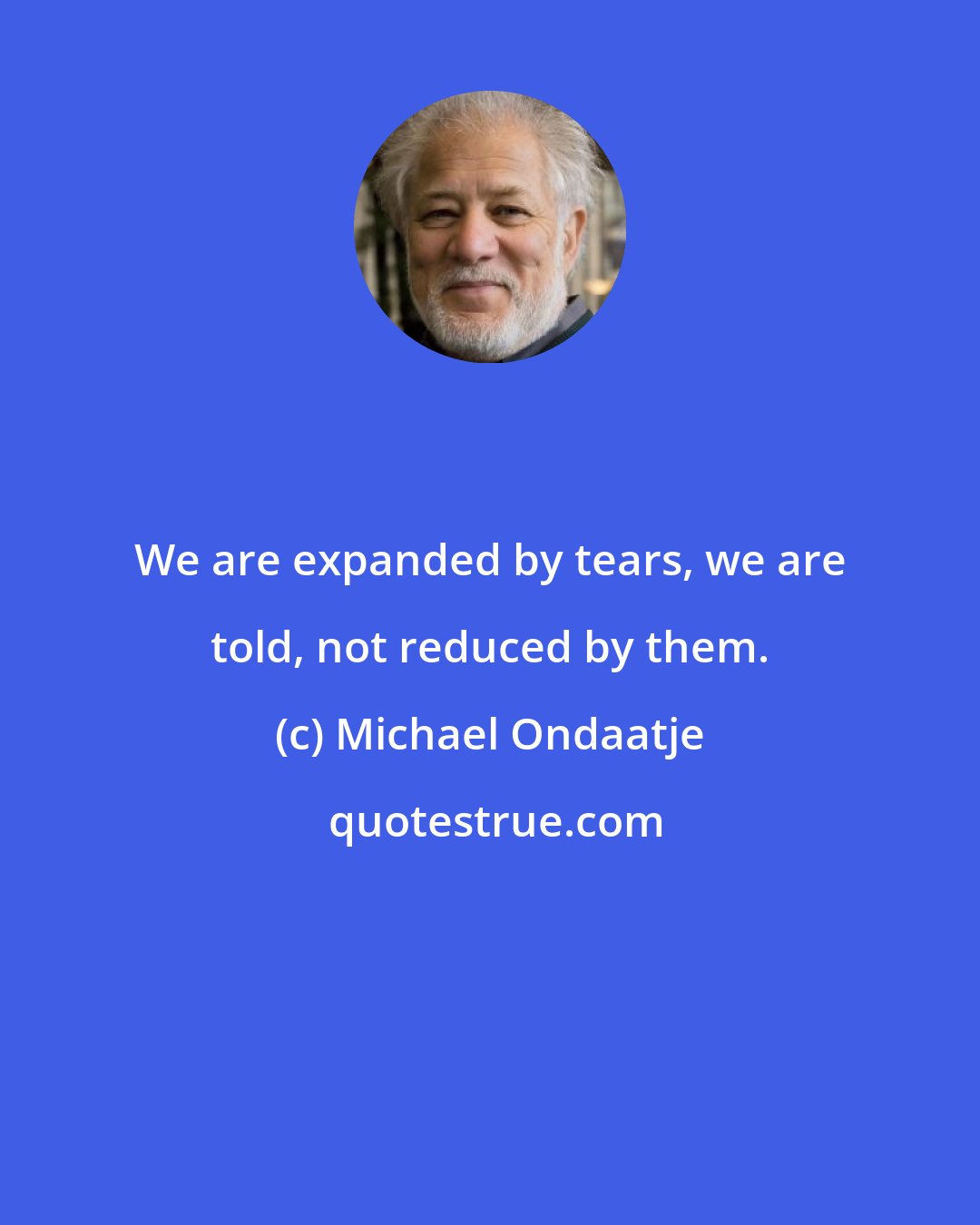 Michael Ondaatje: We are expanded by tears, we are told, not reduced by them.