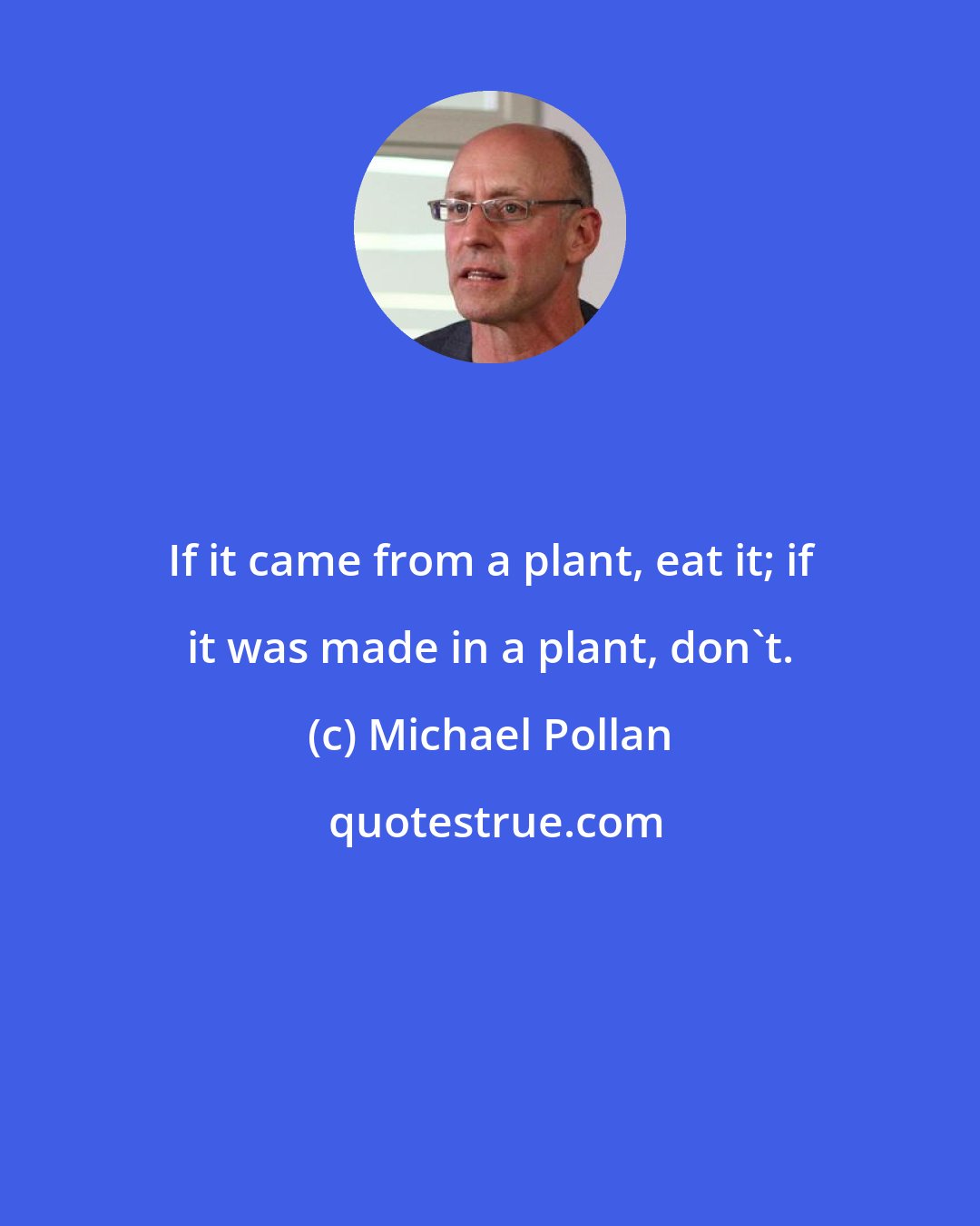 Michael Pollan: If it came from a plant, eat it; if it was made in a plant, don't.