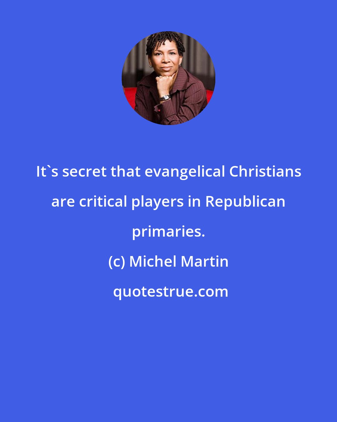 Michel Martin: It's secret that evangelical Christians are critical players in Republican primaries.