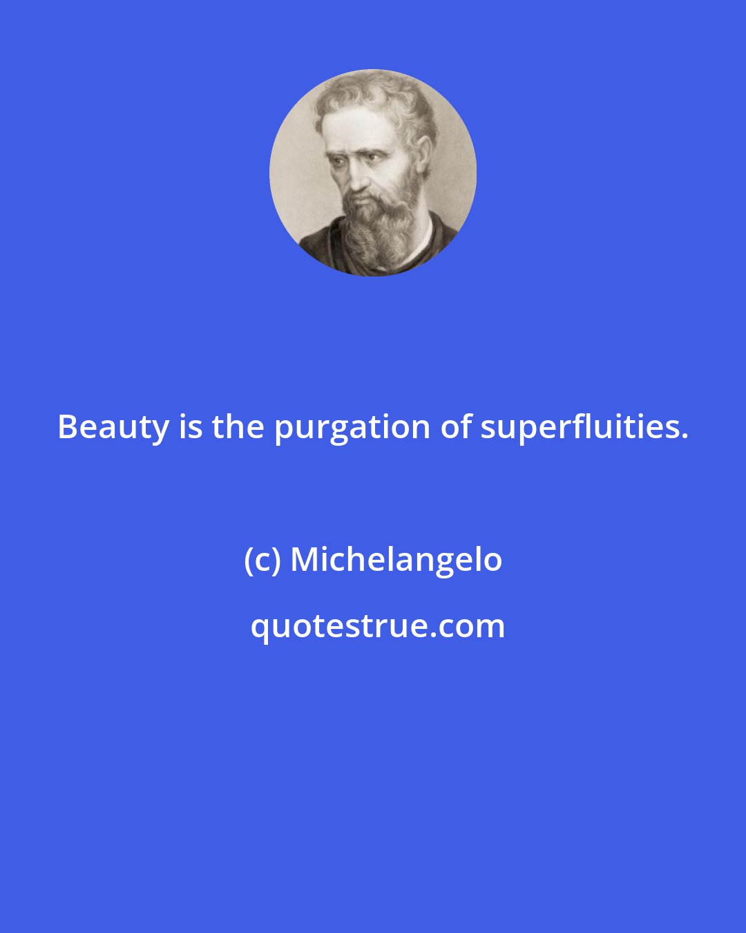 Michelangelo: Beauty is the purgation of superfluities.