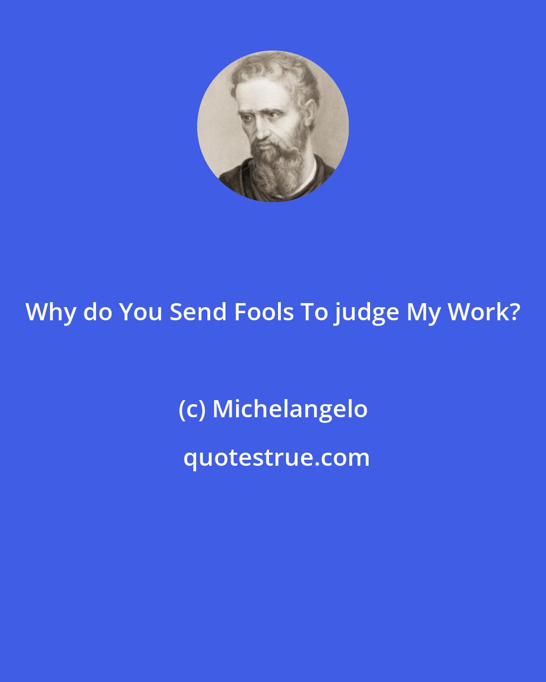 Michelangelo: Why do You Send Fools To judge My Work?