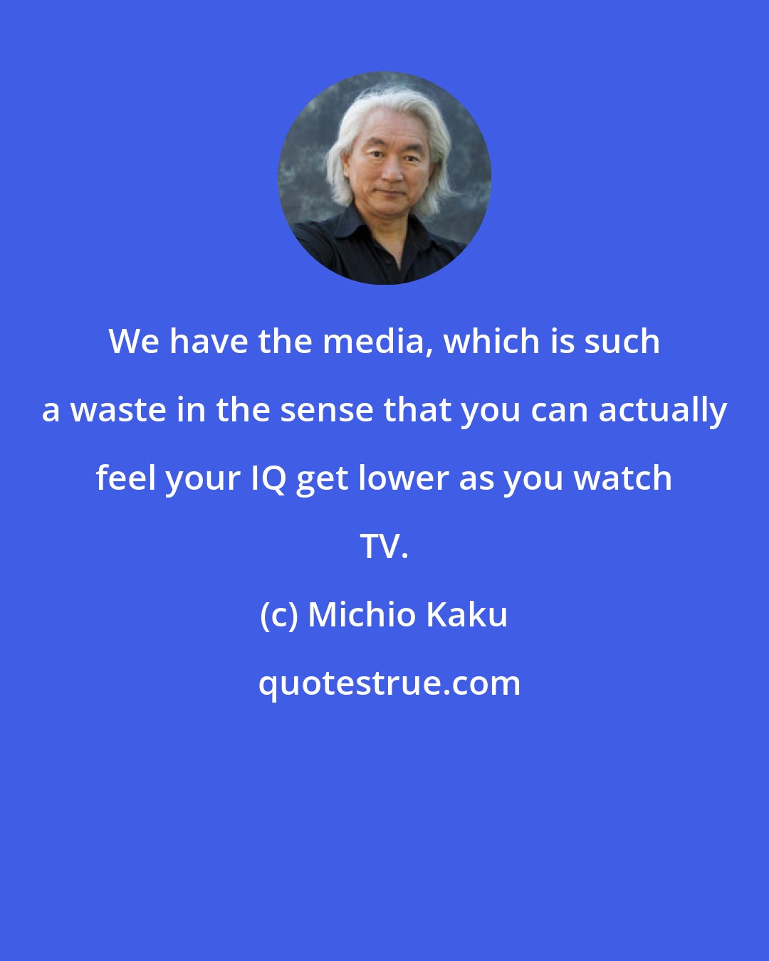 Michio Kaku: We have the media, which is such a waste in the sense that you can actually feel your IQ get lower as you watch TV.