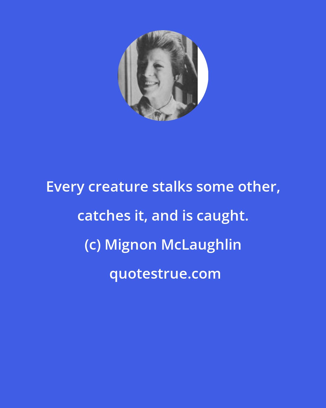 Mignon McLaughlin: Every creature stalks some other, catches it, and is caught.